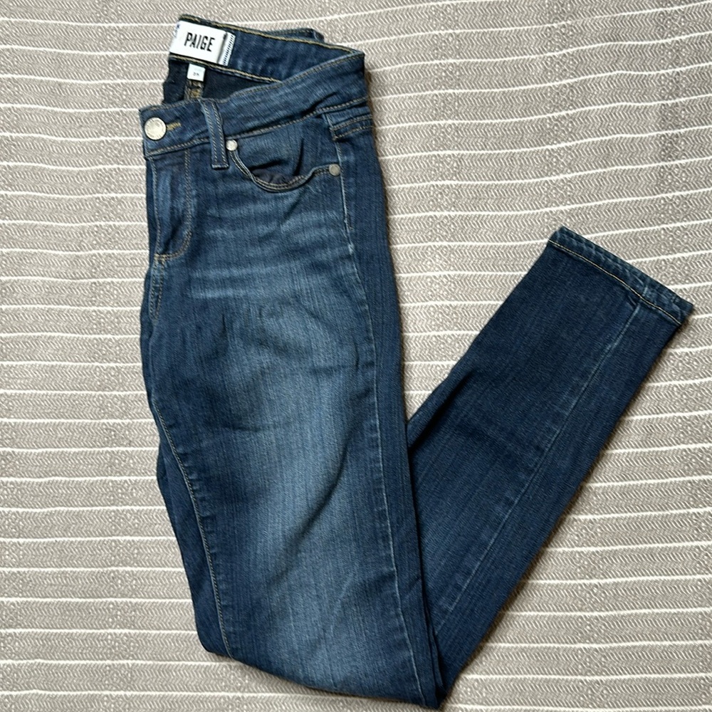 Paige Women’s Jean Verdugo ankle size 25 dark indigo wash with fade soft stretch